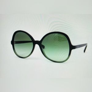 CHANEL Sunglasses Black & Green Frame w/ Green Gradient Lenses 5351